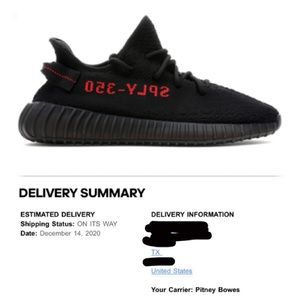 Adidas Yeezy Boost 350 V2 Black Red Bred - Sz 10.5